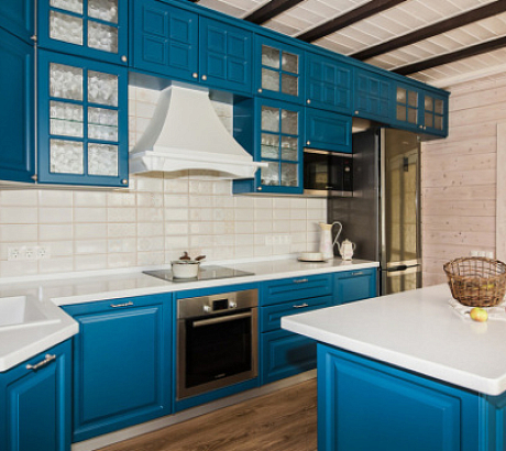 Синяя кухня: идеи дизайна, фото в интерьере в Твери
