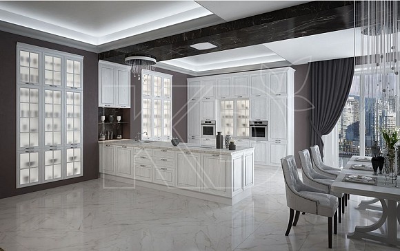 дизайн классической белой кухни