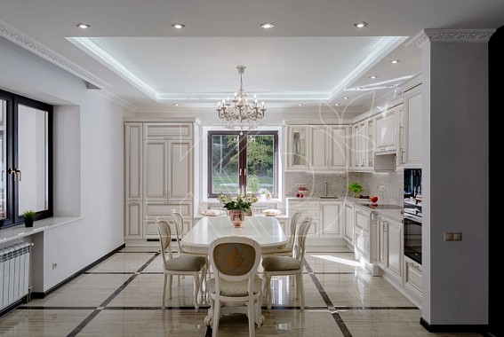 Угловые белые классические кухни